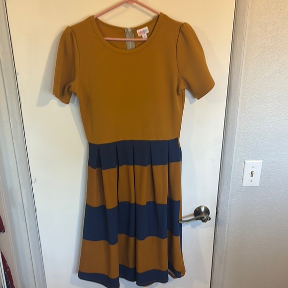 Mustard and Navy Striped Dress - Picture 1 of 1